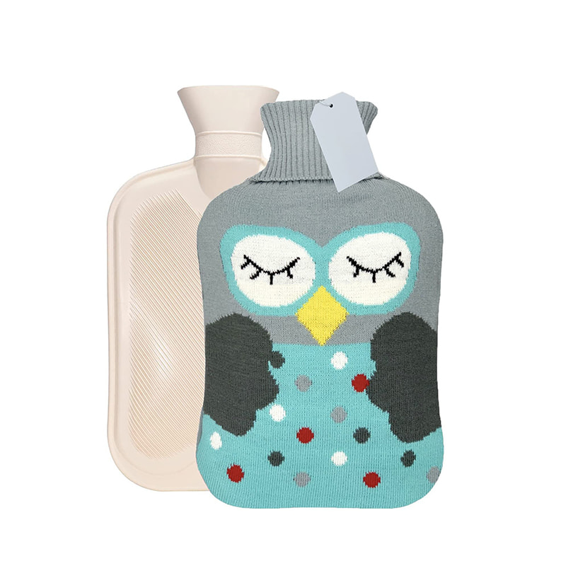 Багаторазовий 2-літровий мішок для гарячої води з в’язаною кришкою для лікування менструальних болів 