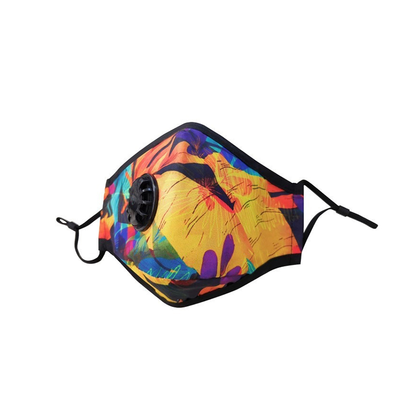 Регульована дихаюча багаторазова бавовняна маска з художнім розписом і фільтром 