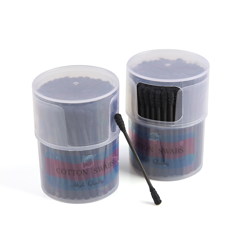 Косметична подвійна чорна ватна паличка з коробкою 