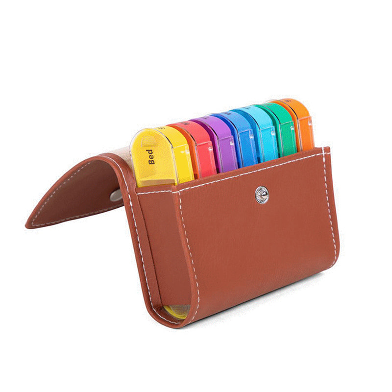 Індивідуальний щоденний тижневий органайзер для таблеток з поліуретановим футляром 