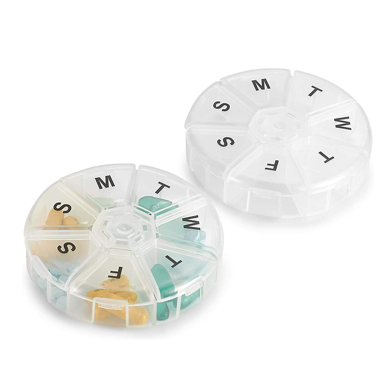 Круглий переносний маленький щотижневий планувальник ліків 