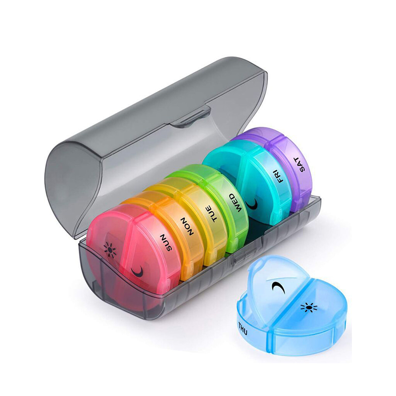 Портативний чорний щоденний пластиковий органайзер для таблеток для вітамінів 